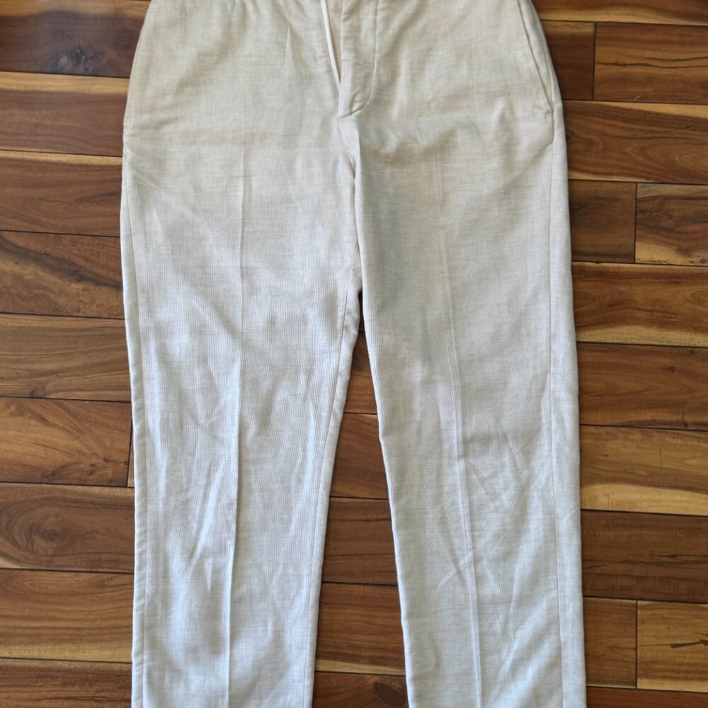 H&M Cream Linen Cotton Suit Pants 33R - Picture 2 of 3